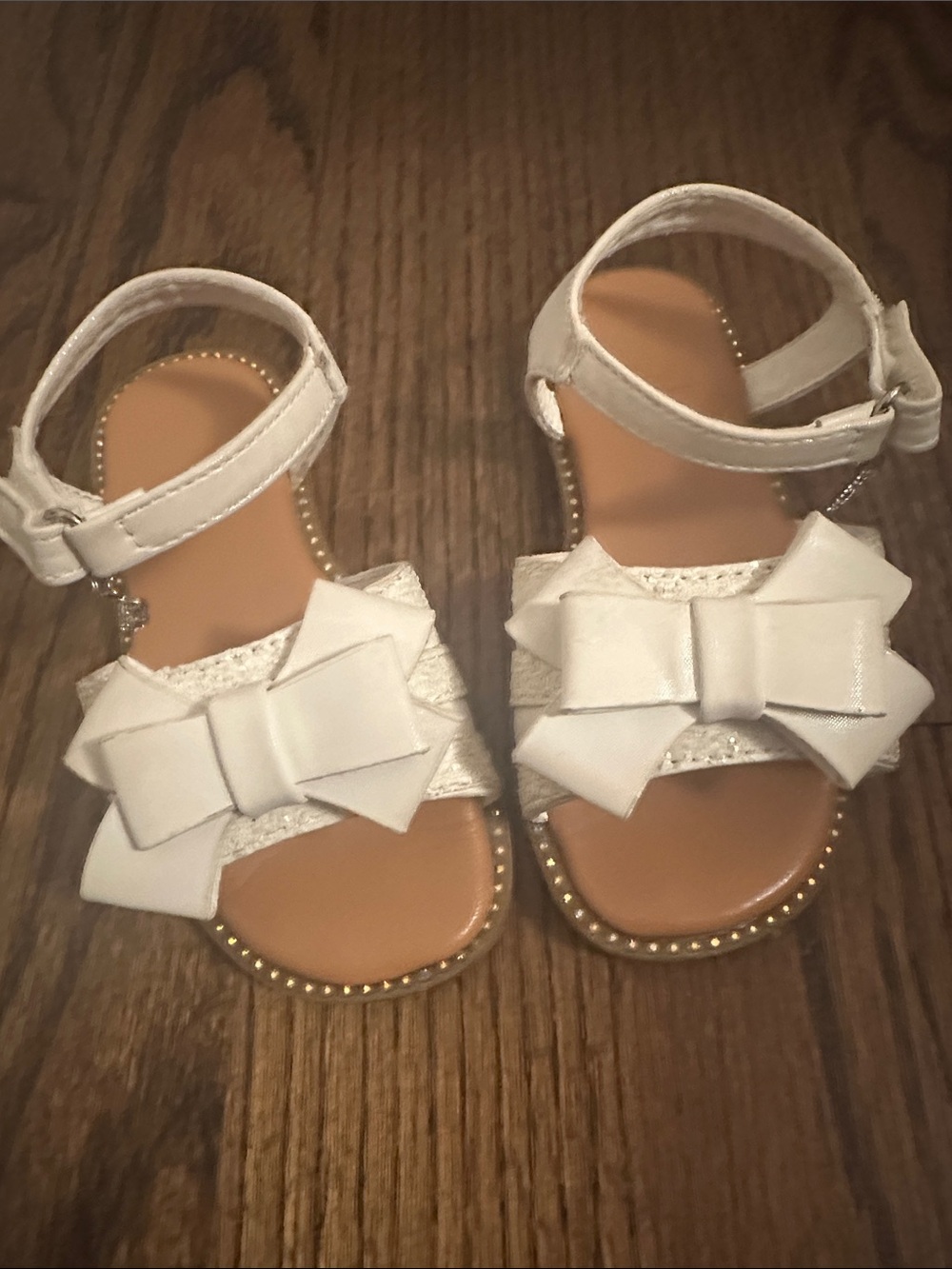 Bebe Girls White Bow Ankle-Strap Sandals